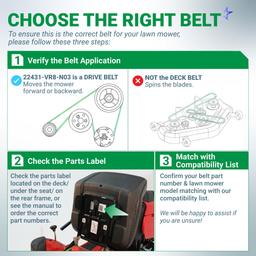 [Lifetime Warranty] 22431-VR8-N03 Drive Belt for Honda 21 Inch Walk-Behind Mowers HRN216 Series HRN216VKA HRN216VKAA HRN216VLA HRN216VLAA HRN216VYA Lawn Mower | 3/8" x 39.2" thumbnail 3