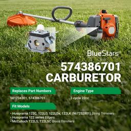 [Lifetime Warranty] 574386701 Carburetor - Compatible with Husqvarna 122LK 122LD 122LDX 122C WeedEater 2-Cycle 22cc Gas String Trimmer 581734301 with Adjustment Tool Air Fuel Filter thumbnail 4