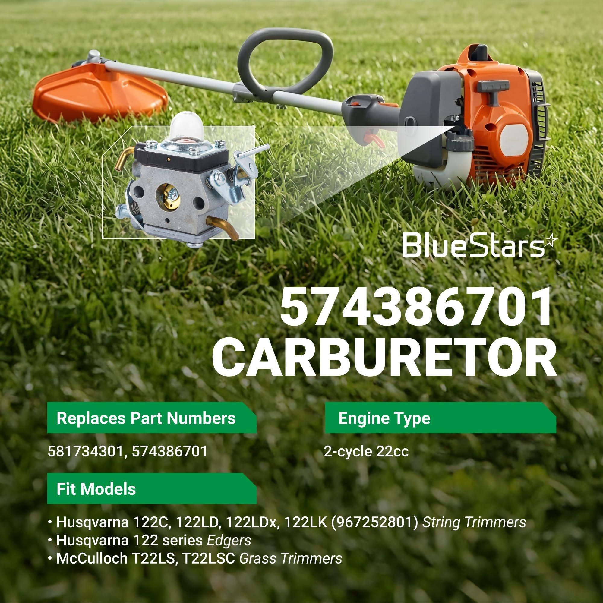 [Lifetime Warranty] 574386701 Carburetor - Compatible with Husqvarna 122LK 122LD 122LDX 122C WeedEater 2-Cycle 22cc Gas String Trimmer 581734301 with Adjustment Tool Air Fuel Filter image 4