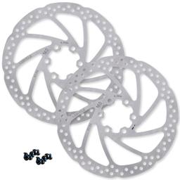 [Lifetime Warranty] 160mm Disc Brake Rotor Stainless Steel Bike Disc Brake Rotor with 6 Bolts - Fit for Road Bike Mountain Bike MTB BMX - Pack of 2 thumbnail 0