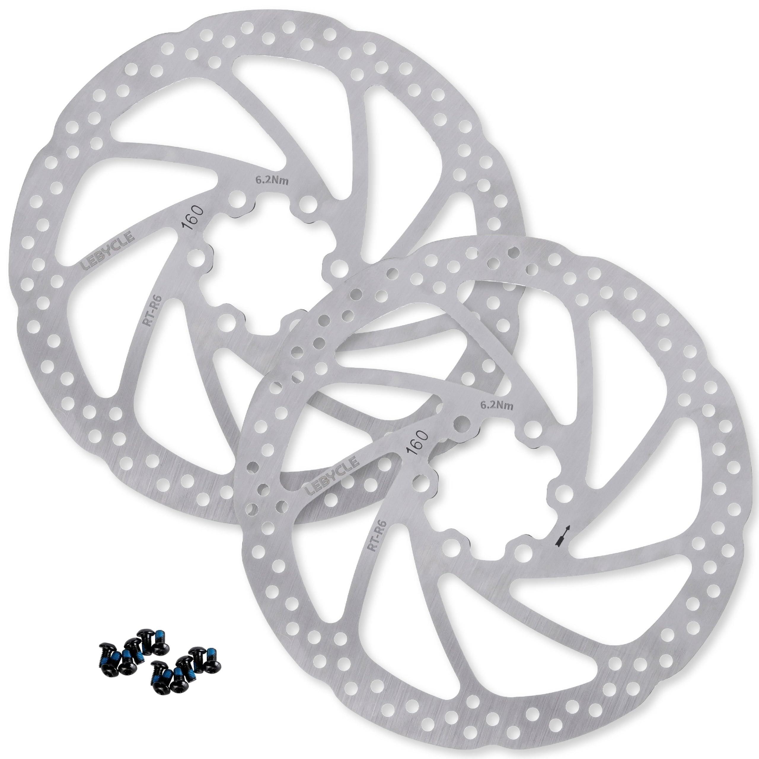[Lifetime Warranty] 160mm Disc Brake Rotor Stainless Steel Bike Disc Brake Rotor with 6 Bolts - Fit for Road Bike Mountain Bike MTB BMX - Pack of 2 image 0