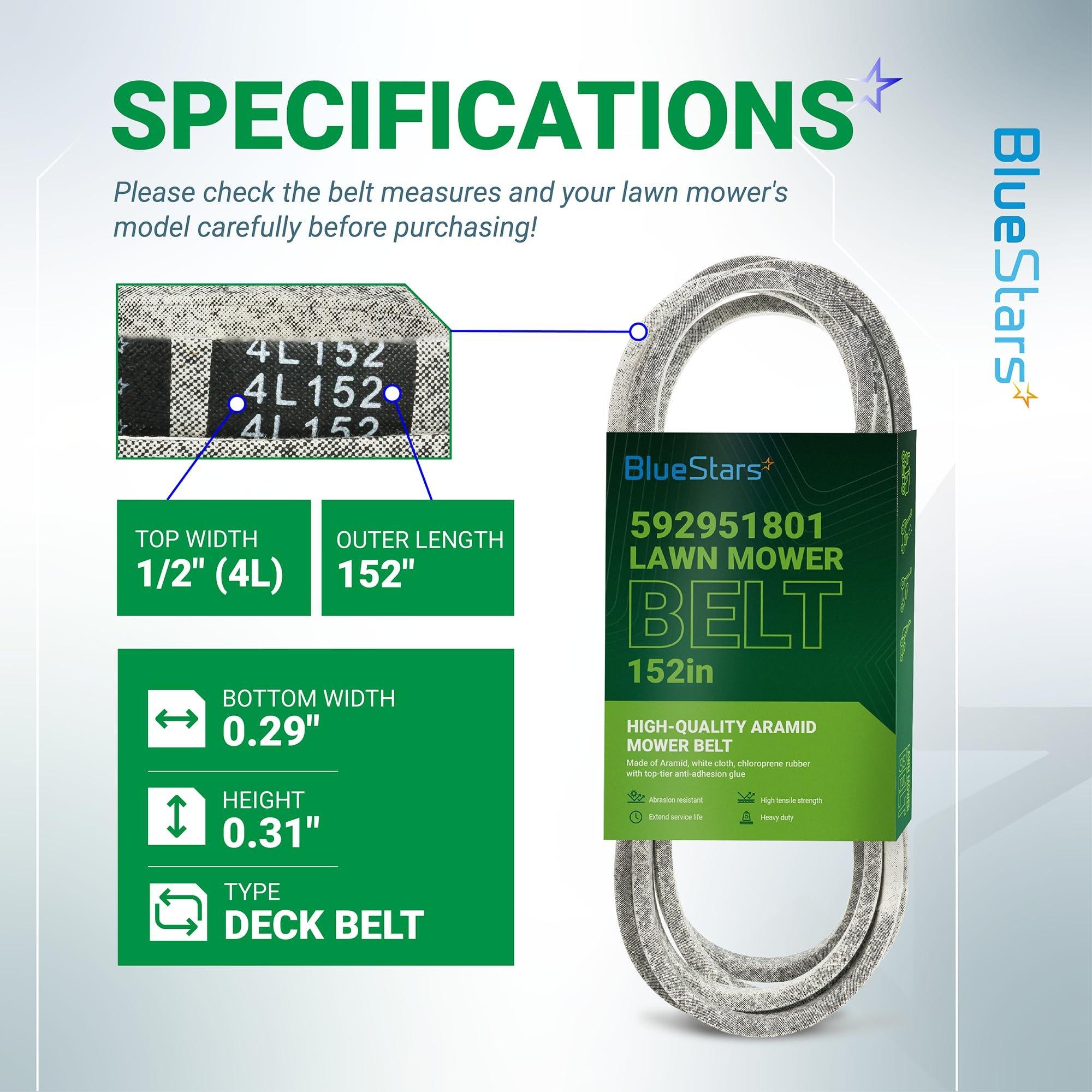 [Lifetime Warranty] 592951801 Deck Belt - for 54-inch Deck Husqvarna Z254F Zero-Turn Mowers RedMax RZT54 Zero Turn 54" Deck Mowers - Replaces 582236401 | 1/2" x 152'' image 1