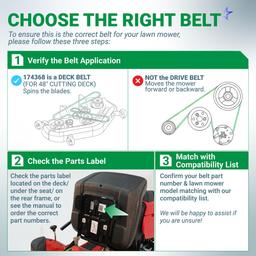 [Lifetime Warranty] 174368 Mower Deck Belt - for 48-inch Husqvarna, AYP, Poulan, Jonsered - Replaces 532174368, 532 17 43-68, 33907, PP13007, 532180483 | 5-8” x 90” thumbnail 3