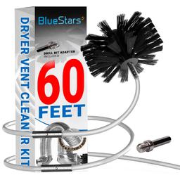 [Lifetime Warranty] 60-Feet Dryer Vent Cleaner Kit with Drill Attachment - Flexible Lint Remover Brush, Extends Up to 60 ft, Works with or Without Power Drill thumbnail 0