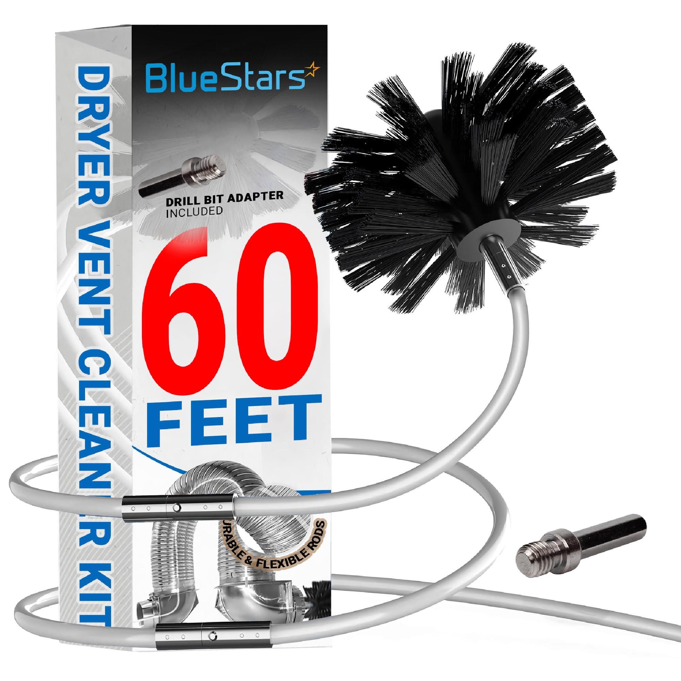 [Lifetime Warranty] 60-Feet Dryer Vent Cleaner Kit with Drill Attachment - Flexible Lint Remover Brush, Extends Up to 60 ft, Works with or Without Power Drill image 0