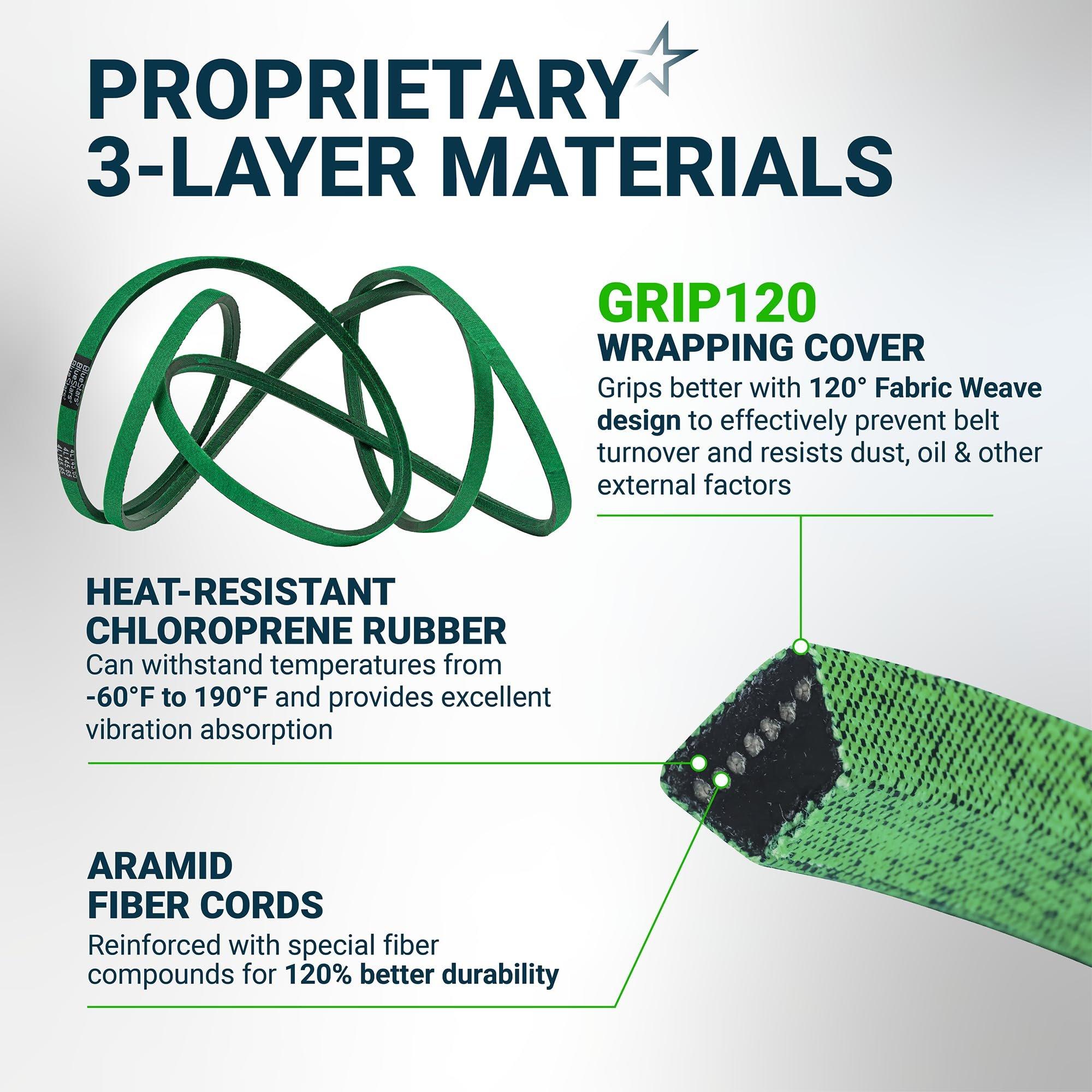 [Lifetime Warranty] [Upgraded Grip120] GX26422 Mower Deck Belt - Compatible with John Deere Z355E Z375R Z325E Z355R Z330M Z330R Z365R ZTrak Zero Turn Mowers | 1/2" x 145.65" image 4