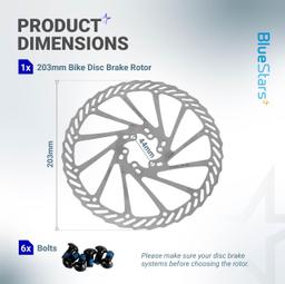 [Lifetime Warranty] 203mm Disc Brake Rotor Stainless Steel Bike Disc Brake Rotor with 6 Bolts - Fit for Road Bike Mountain Bike MTB BMX thumbnail 1
