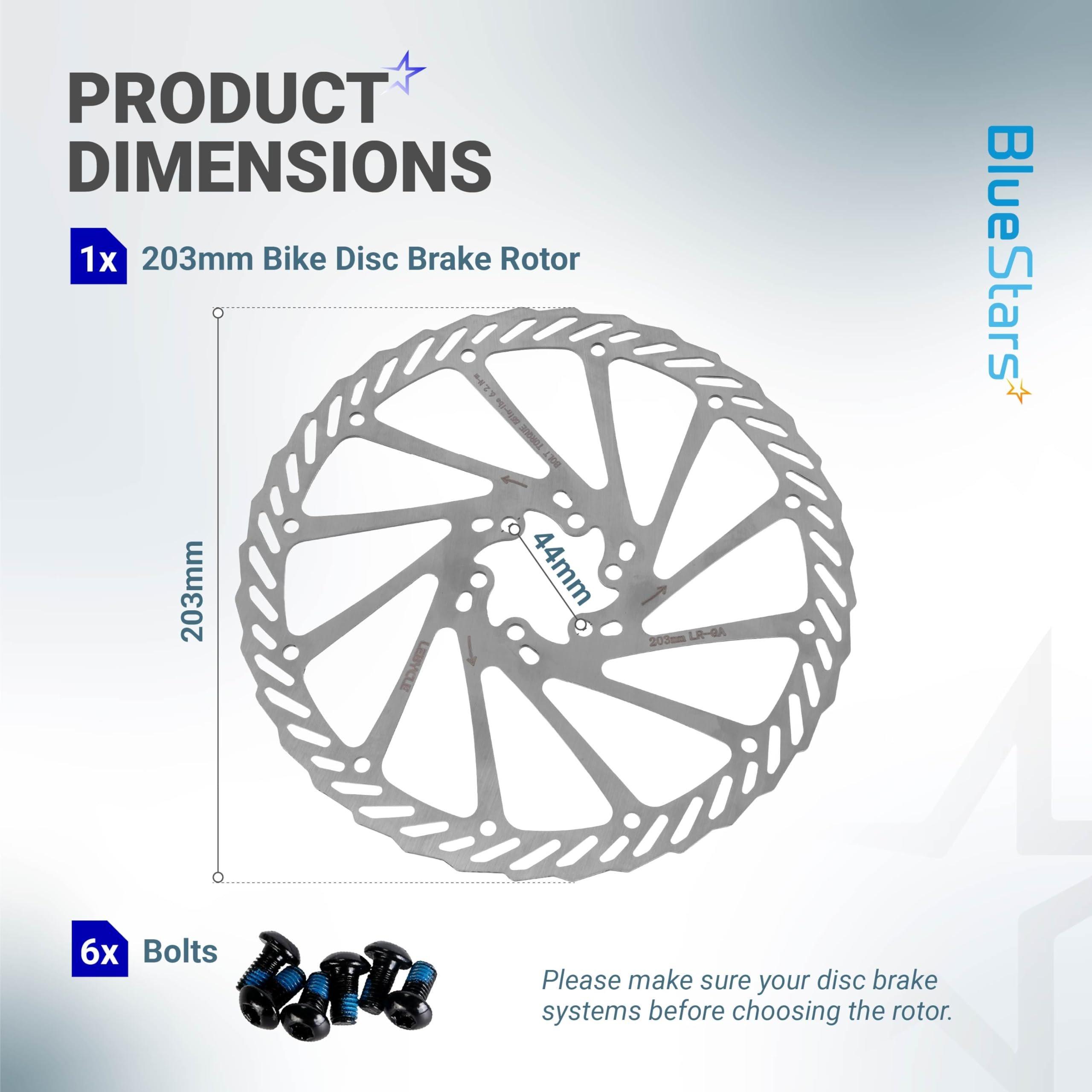 [Lifetime Warranty] 203mm Disc Brake Rotor Stainless Steel Bike Disc Brake Rotor with 6 Bolts - Fit for Road Bike Mountain Bike MTB BMX image 1