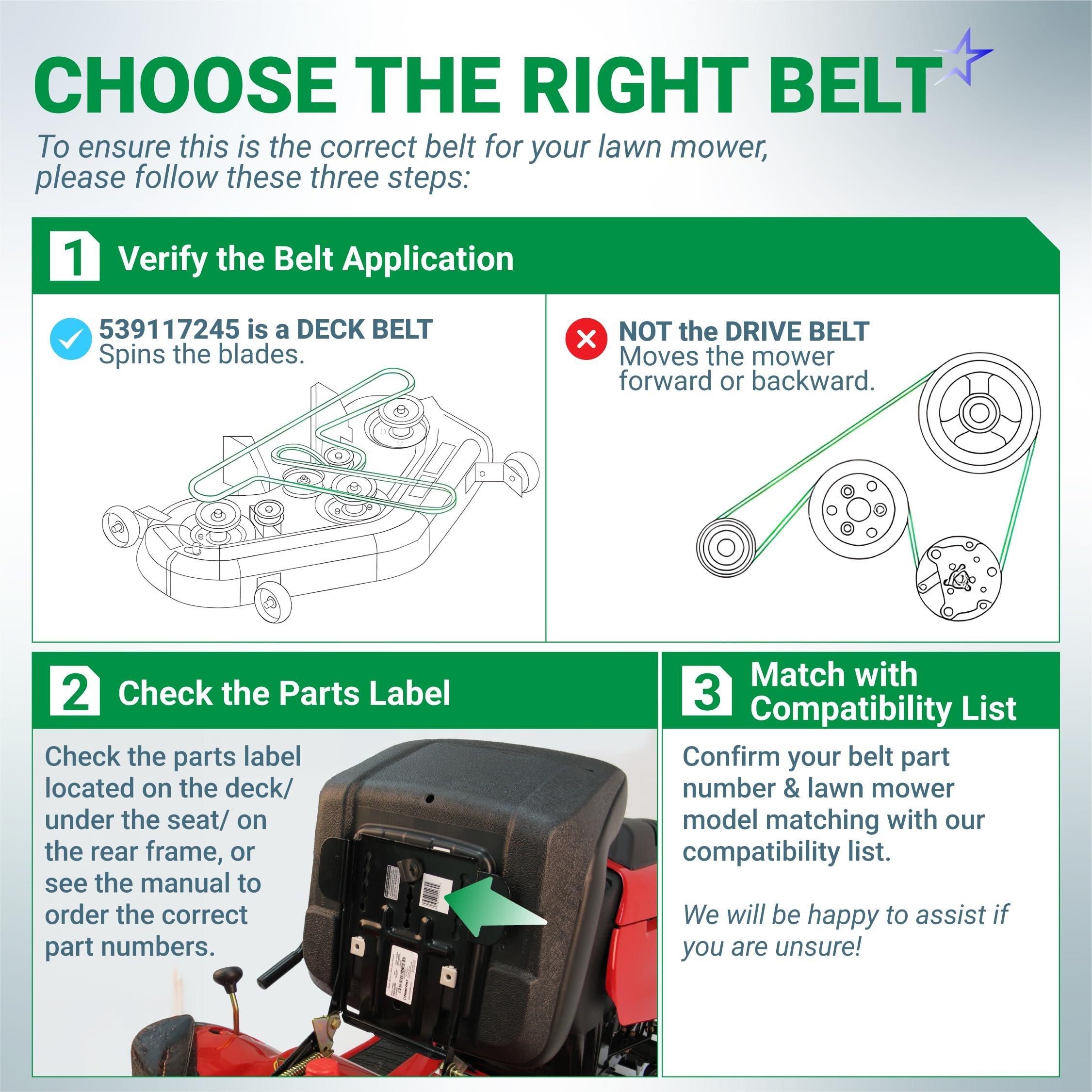 [Lifetime Warranty] 539117245 Deck Belt Replacement for 46 inch Deck Husqvarna Z246 RZ4623 RZ46i RZ4619 RZ4621 Zero-Turn Mowers - Replaces John Deere M118756 | 5/8" x 123" image 3