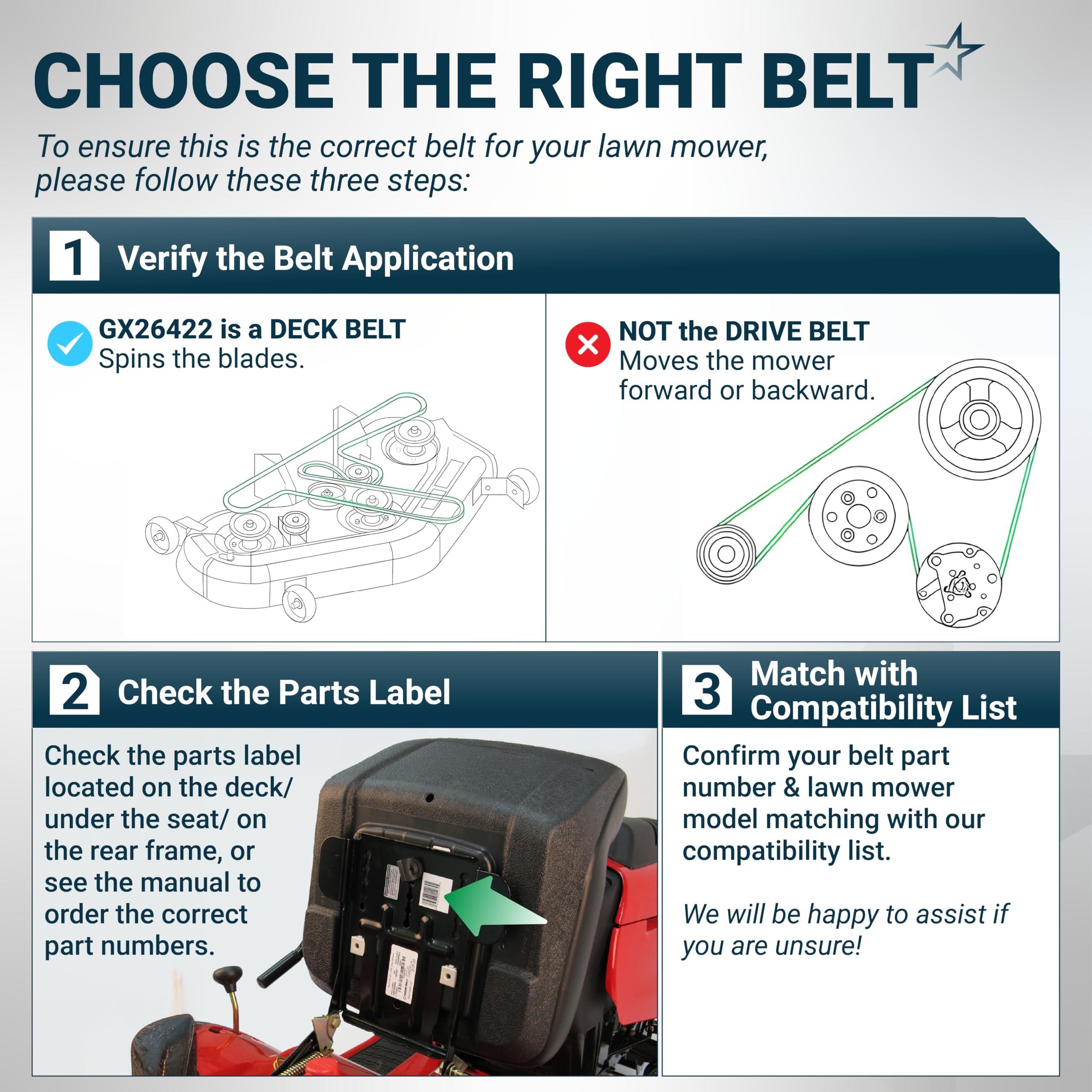 [Lifetime Warranty] [Upgraded Grip120] GX26422 Mower Deck Belt - Compatible with John Deere Z355E Z375R Z325E Z355R Z330M Z330R Z365R ZTrak Zero Turn Mowers | 1/2" x 145.65" image 6