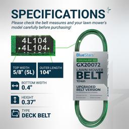[Lifetime Warranty] [Upgraded Grip120] GX20072 Deck Belt Replacement for 42 Inch Deck John Deere D105 E100 LA105 LA110 LA120 GY20570 Belt | 1/2“ x 104” thumbnail 1
