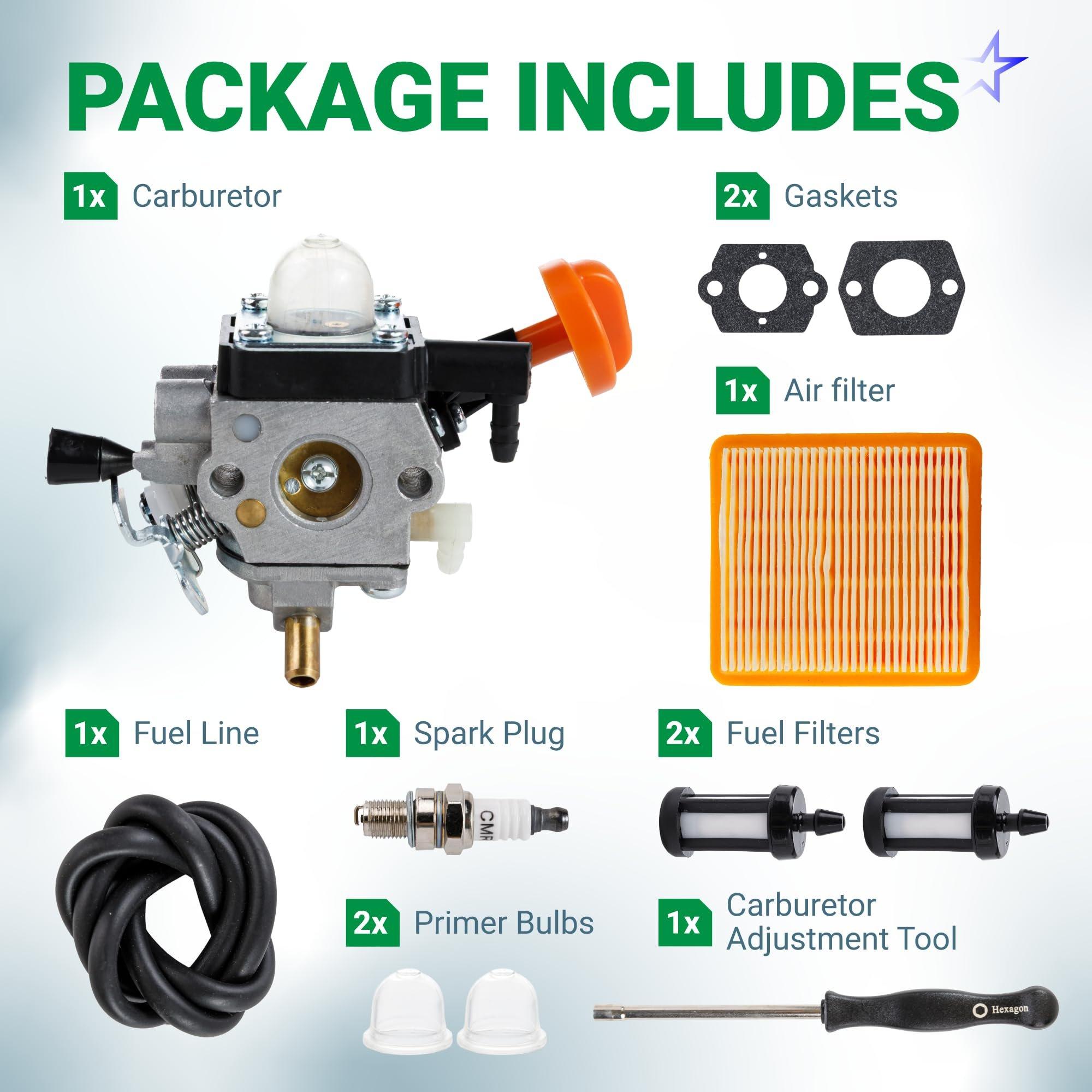 [Lifetime Warranty] FS 91 R Trimmer Carburetor Kit - Compatible with STIHL FS91R FS91 FC91 FS111 FC111 KM91R KM111R HT102 FC96 Trimmer Brushcutter 4180-120-0615 Carb image 2