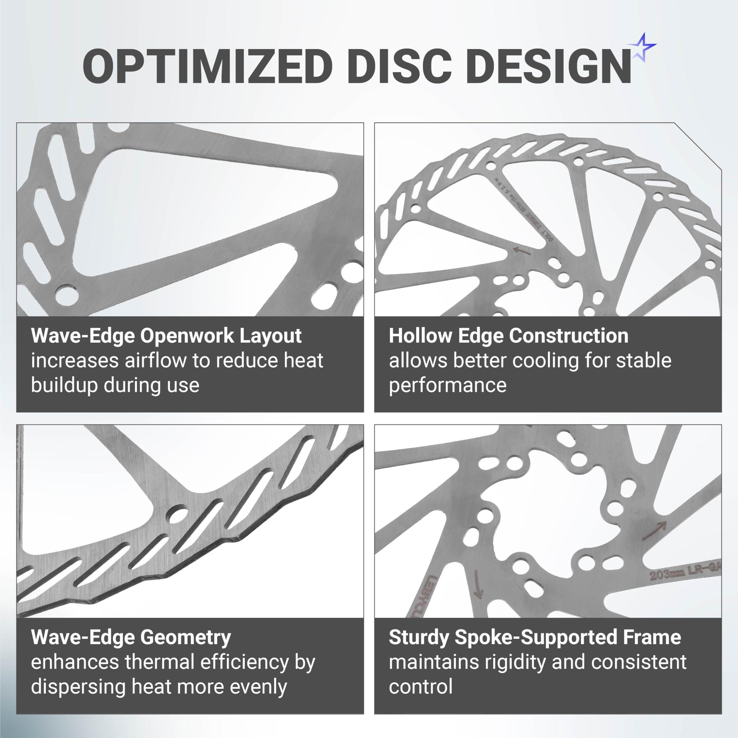 [Lifetime Warranty] 203mm Disc Brake Rotor Stainless Steel Bike Disc Brake Rotor with 6 Bolts - Fit for Road Bike Mountain Bike MTB BMX image 2