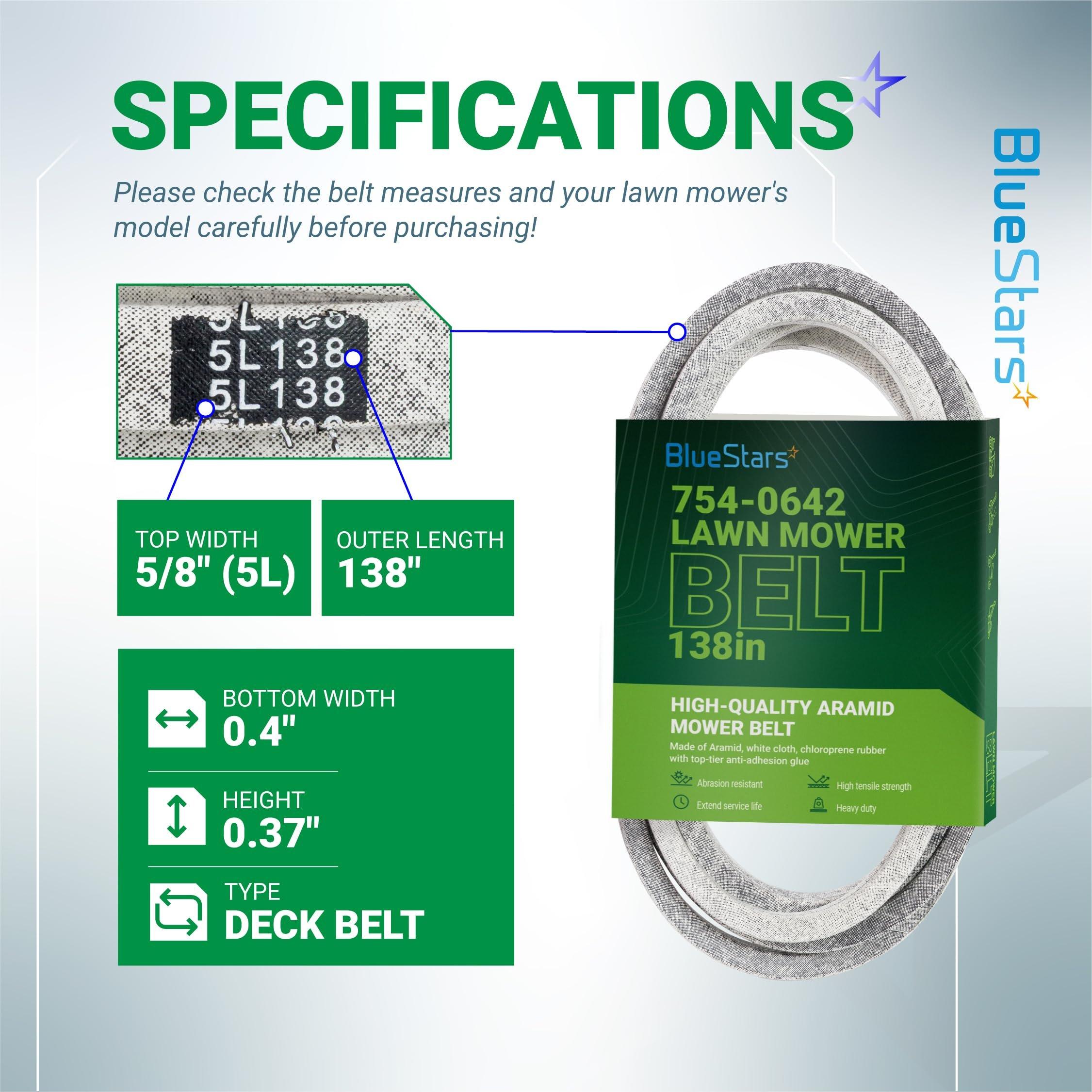 [Lifetime Warranty] 754-0642 Deck Belt - for 54-inch Deck Cub Cadet GT1554 LT1554 SLTX1054 SLT1554 LGT1054 MTD Troy-Bilt Toro - Replace 954-0642 112-0933 784322 Lawn Mower | 5/8” x 138” image 1