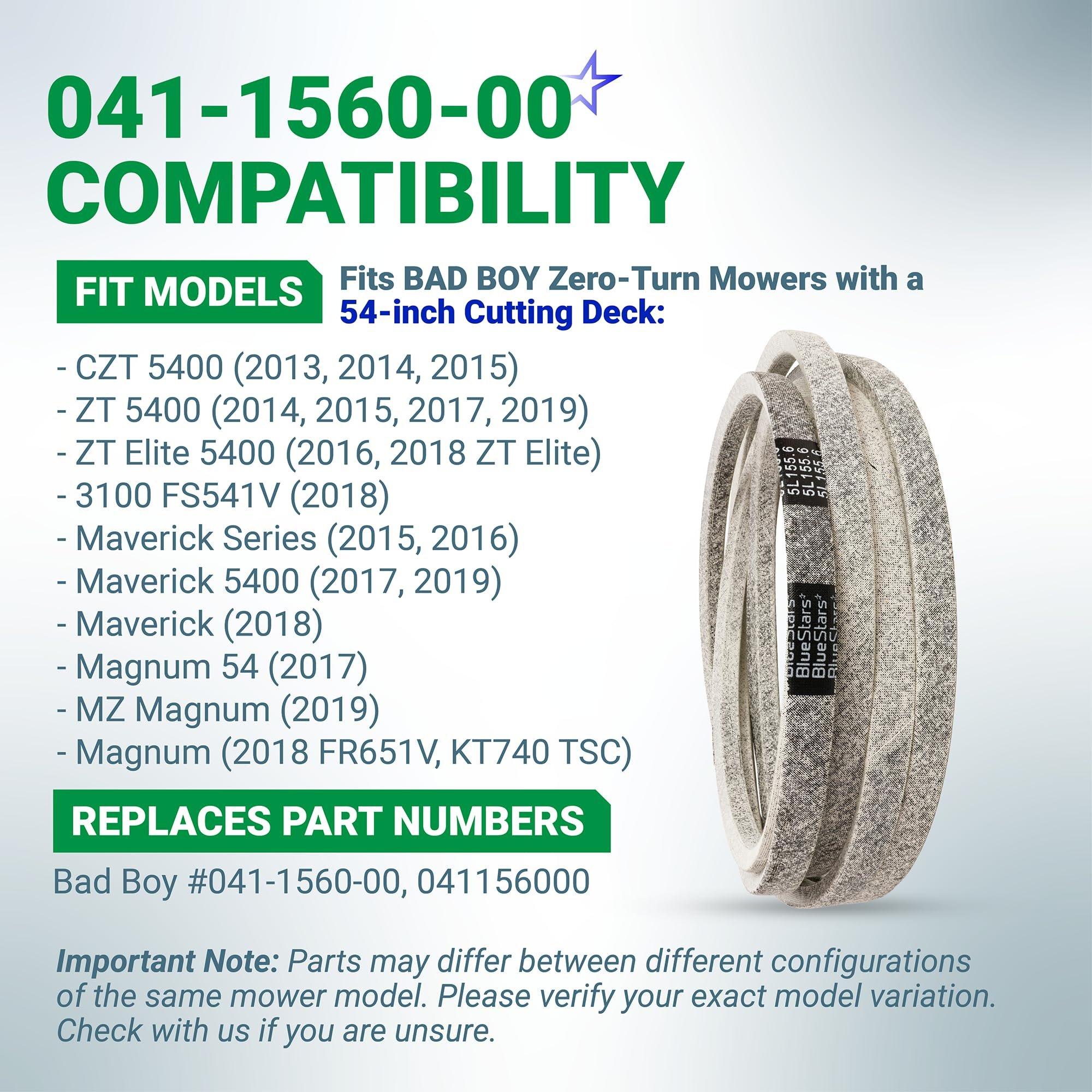 [Lifetime Warranty] 041-1560-00 Deck Belt - for 54-inch Deck Bad Boy MZ Magnum ZT Elite Maverick HD CZT Magnum Series 54" Zero Turn Mowers - Replaces 041156000 | 5/8" x 155.6" image 2