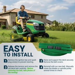 [Upgraded Grip120] BlueStars M126536 Mower Deck Belt for 38" and 42C Deck J-Deere LT133 LT150 LT155 LT160 LT166 LT180 Cub Cadet Lawn Mowers - Replaces 01005375 01005375P Aramid Cord 1/2" x 114.2" thumbnail 8