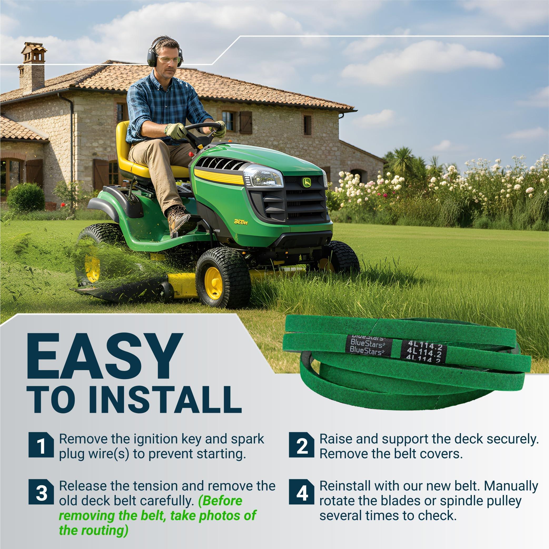 [Upgraded Grip120] BlueStars M126536 Mower Deck Belt for 38" and 42C Deck J-Deere LT133 LT150 LT155 LT160 LT166 LT180 Cub Cadet Lawn Mowers - Replaces 01005375 01005375P Aramid Cord 1/2" x 114.2" image 8