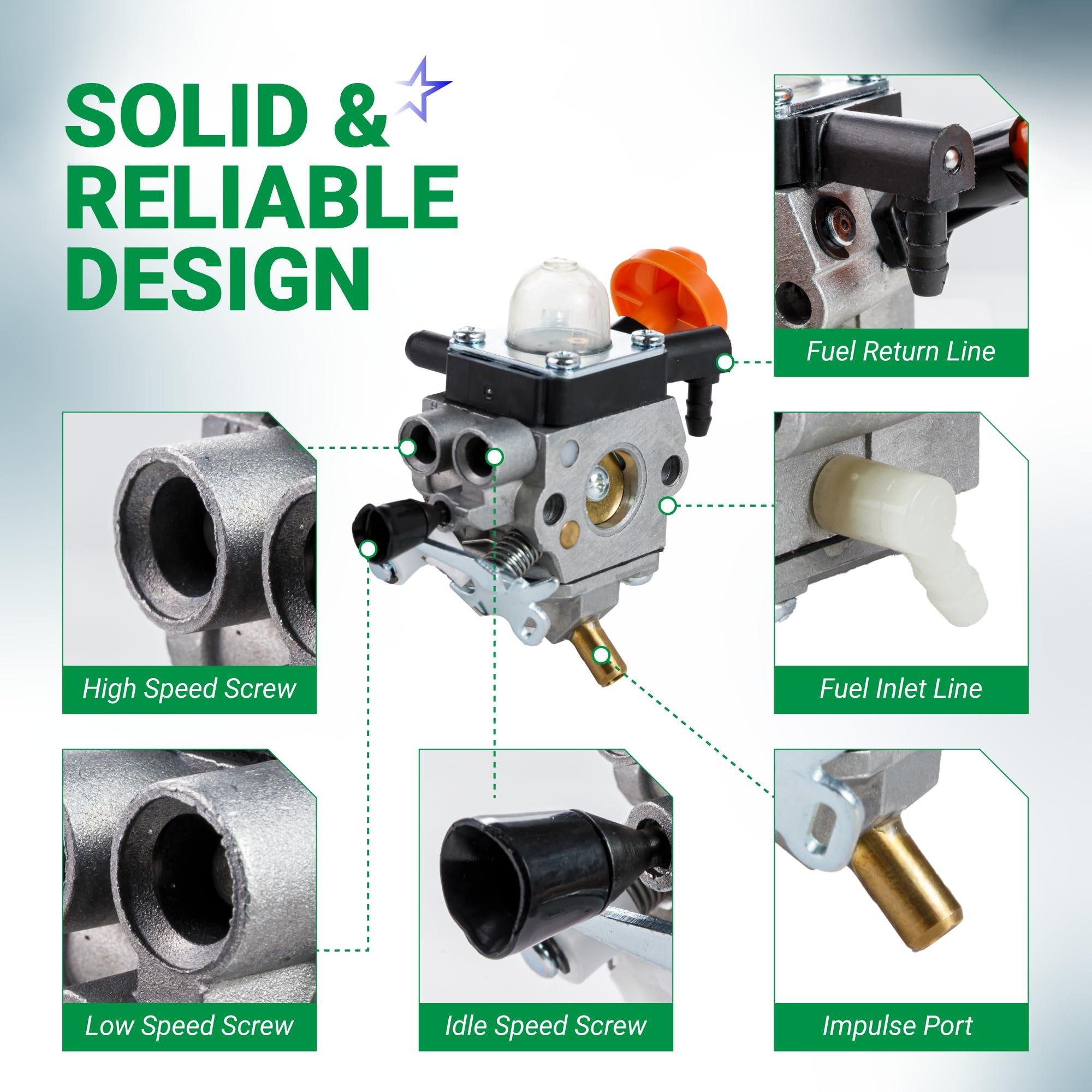 [Lifetime Warranty] FS 91 R Trimmer Carburetor Kit - Compatible with STIHL FS91R FS91 FC91 FS111 FC111 KM91R KM111R HT102 FC96 Trimmer Brushcutter 4180-120-0615 Carb image 5