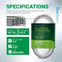 [Lifetime Warranty] 954-05078 Deck Belt Replacement for Cub Cadet 50-inch Deck ZT1 50 RZT 490-501-C070 Troy Bilt Mustang 754-05078 490-501-M070 Craftsman Z550 Z5600 Zero-Turn Mowers | 5/8 x 143.5 thumbnail 1