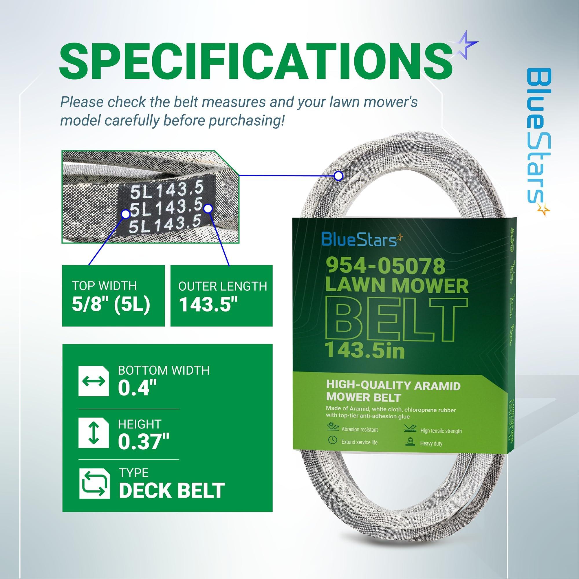 [Lifetime Warranty] 954-05078 Deck Belt Replacement for Cub Cadet 50-inch Deck ZT1 50 RZT 490-501-C070 Troy Bilt Mustang 754-05078 490-501-M070 Craftsman Z550 Z5600 Zero-Turn Mowers | 5/8 x 143.5 image 1
