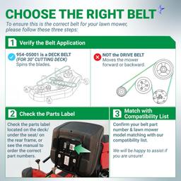 [Lifetime Warranty] 954-05001 Deck Belt for 30-inch Deck Cub Cadet TB30R TB30 CC30 CR30 Craftsman R110 R1000 Lawn Mowers - Replaces CMXGZAM501065 490-501-C065 490-501-M065 | 1/2" x 43.5" thumbnail 3