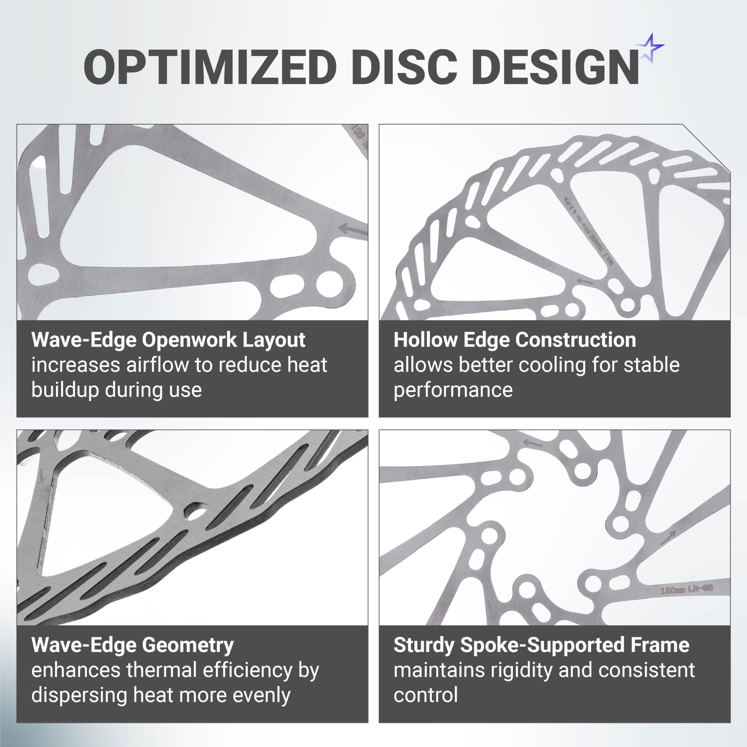 [Lifetime Warranty] 180mm Disc Brake Rotor Stainless Steel Bike Disc Brake Rotor with 6 Bolts - Fit for Road Bike Mountain Bike MTB BMX image 3