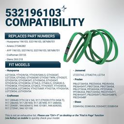 [Upgraded Grip120] BlueStars 196103 Mower Deck Belt - for 54" Deck Husqvarna 532196103 587686701 LGT2654 GTH2654 YTH24V54 GT 54 Ariens 21546382 AYP Craftsman 33155 | Aramid Cord |147.5" thumbnail 5