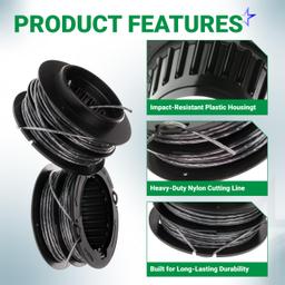[Lifetime Warranty] SB00L00 String Trimmer Replacement Spool - Compatible with Greenworks 60V 80V ST60V ST60V-T0 ST80L200-0.08 Inch Dual Line Trimmer Refill for Greenworks Part 2906302 2901619 - Pack of 6 thumbnail 6