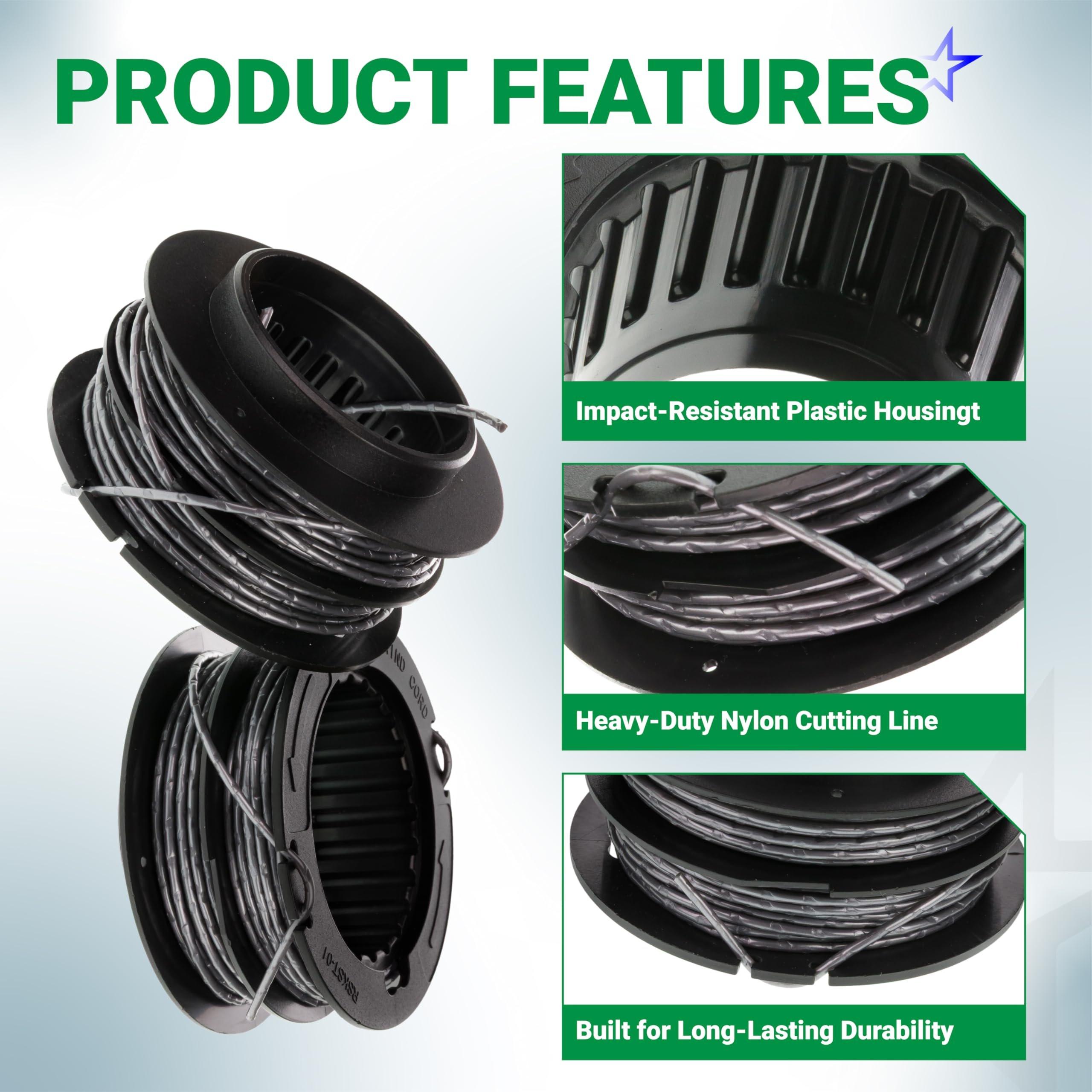 [Lifetime Warranty] SB00L00 String Trimmer Replacement Spool - Compatible with Greenworks 60V 80V ST60V ST60V-T0 ST80L200-0.08 Inch Dual Line Trimmer Refill for Greenworks Part 2906302 2901619 - Pack of 6 image 6
