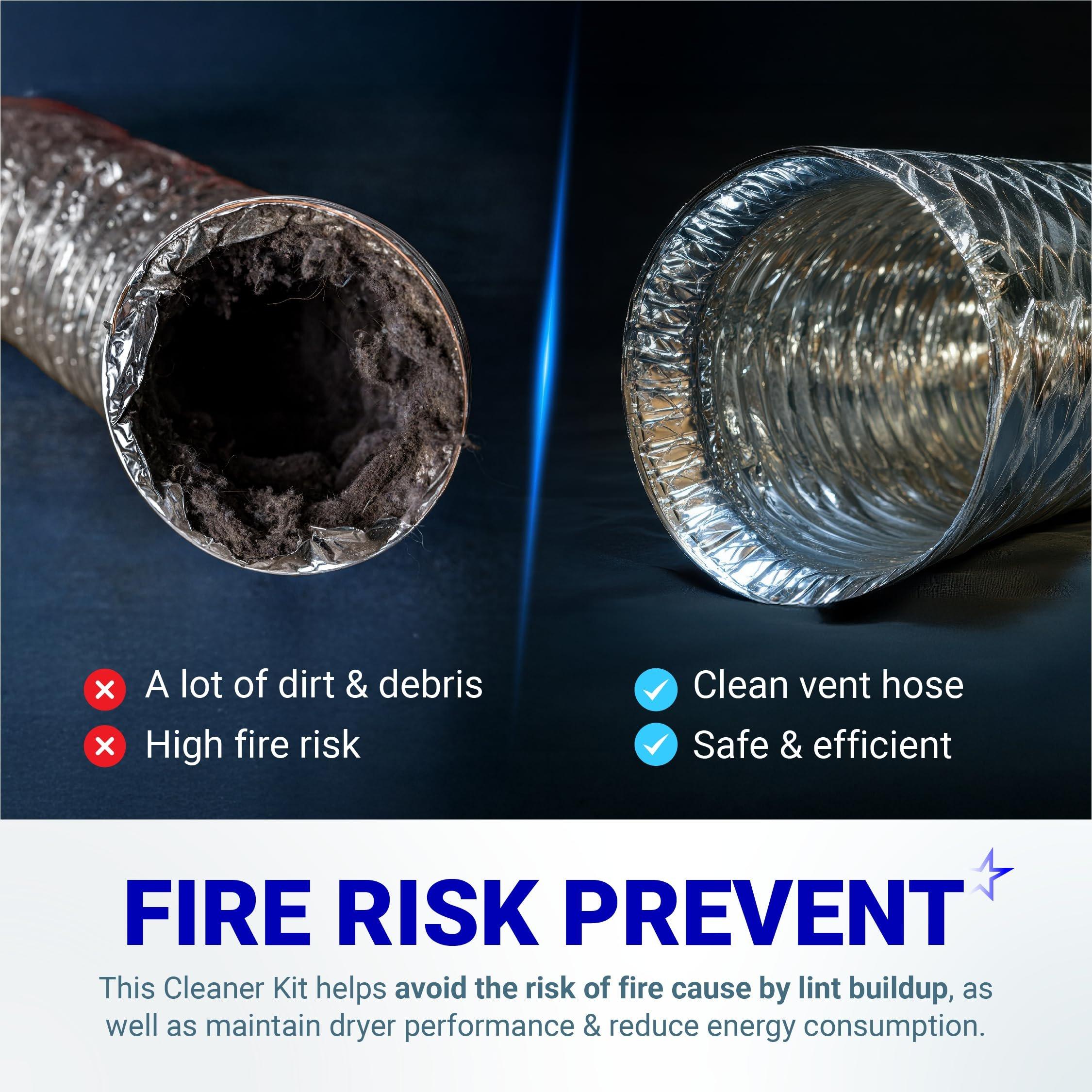 [Lifetime Warranty] 60-Feet Dryer Vent Cleaner Kit with Drill Attachment - Flexible Lint Remover Brush, Extends Up to 60 ft, Works with or Without Power Drill image 3