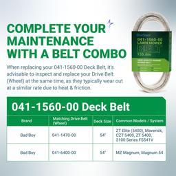 [Lifetime Warranty] 041-1560-00 Deck Belt - for 54-inch Deck Bad Boy MZ Magnum ZT Elite Maverick HD CZT Magnum Series 54" Zero Turn Mowers - Replaces 041156000 | 5/8" x 155.6" thumbnail 4