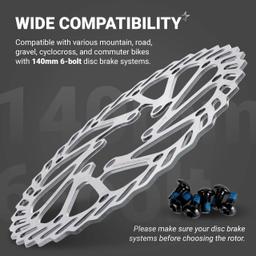 [Lifetime Warranty] 140mm Disc Brake Rotor Stainless Steel Bike Disc Brake Rotor with 6 Bolts - Fit for Road Bike Mountain Bike MTB BMX thumbnail 6