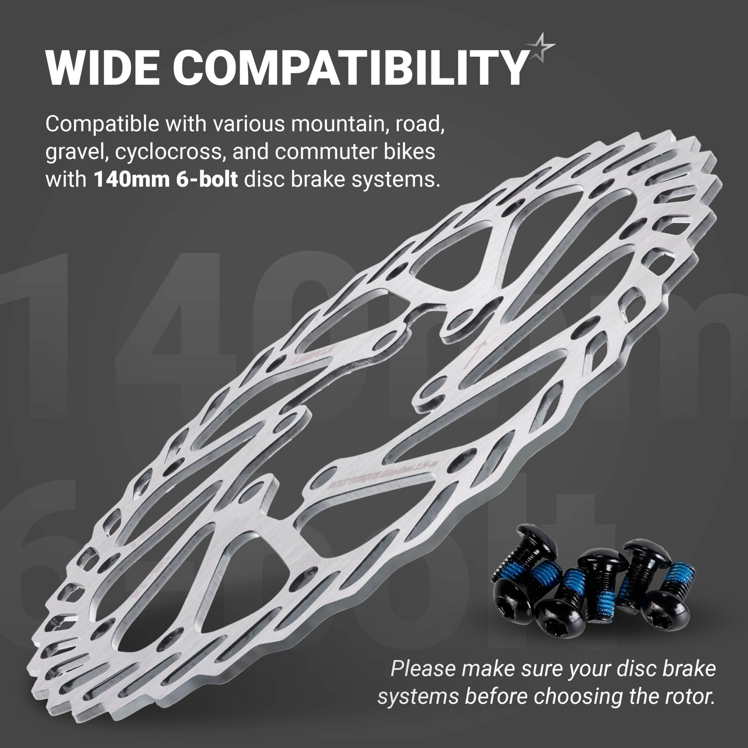 [Lifetime Warranty] 140mm Disc Brake Rotor Stainless Steel Bike Disc Brake Rotor with 6 Bolts - Fit for Road Bike Mountain Bike MTB BMX image 6