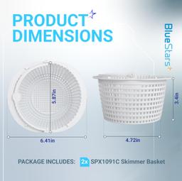 [Lifetime Warranty] SPX1091C Skimmer Basket with Handle for Hayward Automatic Skimmers SP1091WM SP1091LX, Dyna-Skim Pool Filter Strainer Basket Replacement, fits Pentair HydroSkim 513330 - Pack of 2 thumbnail 1