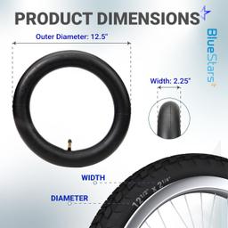 [Lifetime Warranty] 12/12.5 x 1.75/2.25 Inner Tubes with Bent Valve - Heavy-Duty 2mm Butyl Rubber - Replacement for Electric Scooters E-Bike Bicycle Tires - Pack of 2 thumbnail 1