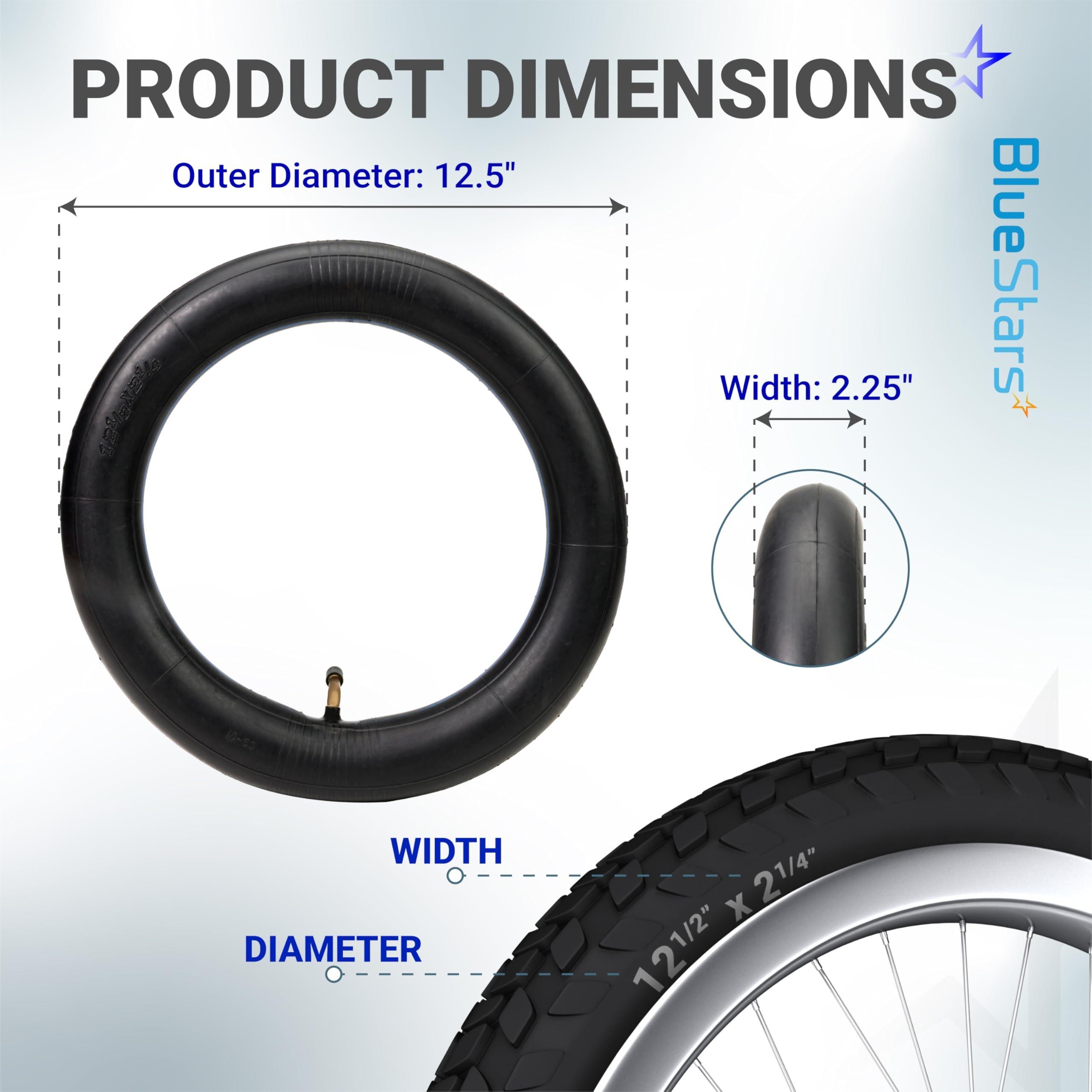 [Lifetime Warranty] 12/12.5 x 1.75/2.25 Inner Tubes with Bent Valve - Heavy-Duty 2mm Butyl Rubber - Replacement for Electric Scooters E-Bike Bicycle Tires - Pack of 2 image 1