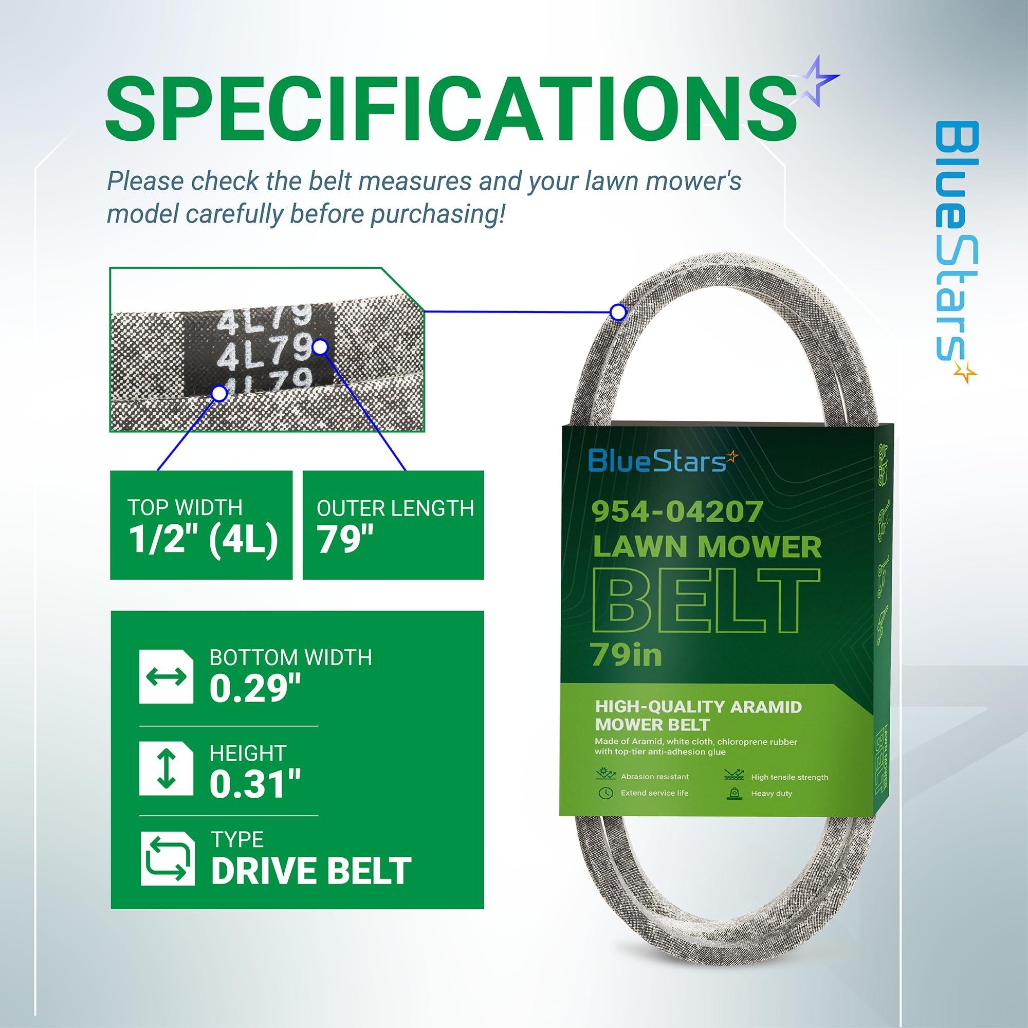 [Lifetime Warranty] 954-04207 Drive Belt for Cub Cadet LTX1045 LTX1046 LTX1042 LTX1046VT LTX1046KW LTX1050KW LTX1050VT RZT Zero Turn Mowers Troy-Bilt MTD - Replaces 754-04207 | 1/2" x 79" image 1
