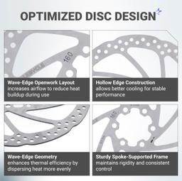 [Lifetime Warranty] 160mm Disc Brake Rotor Stainless Steel Bike Disc Brake Rotor with 6 Bolts - Fit for Road Bike Mountain Bike MTB BMX - Pack of 2 thumbnail 2
