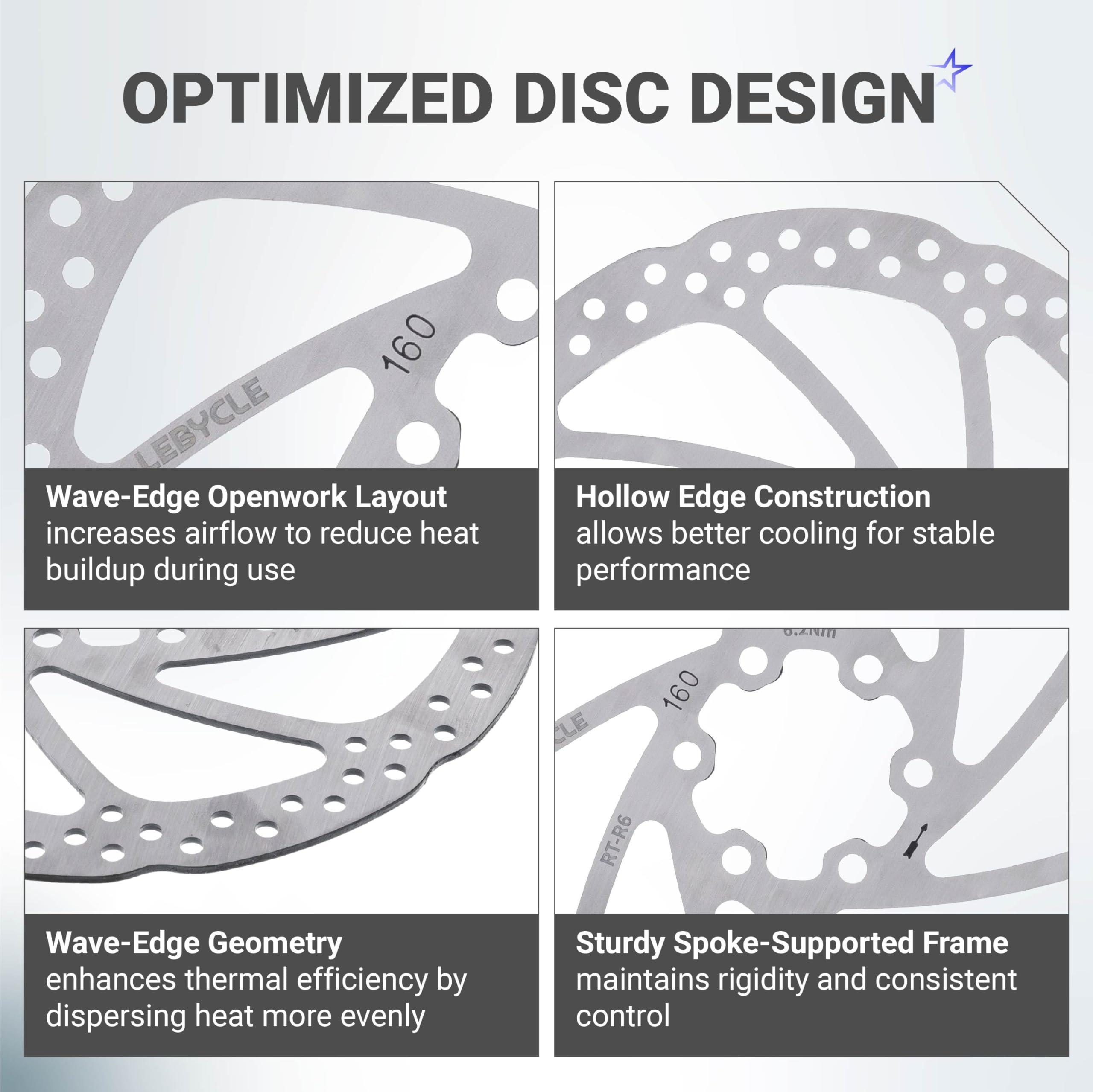 [Lifetime Warranty] 160mm Disc Brake Rotor Stainless Steel Bike Disc Brake Rotor with 6 Bolts - Fit for Road Bike Mountain Bike MTB BMX - Pack of 2 image 2