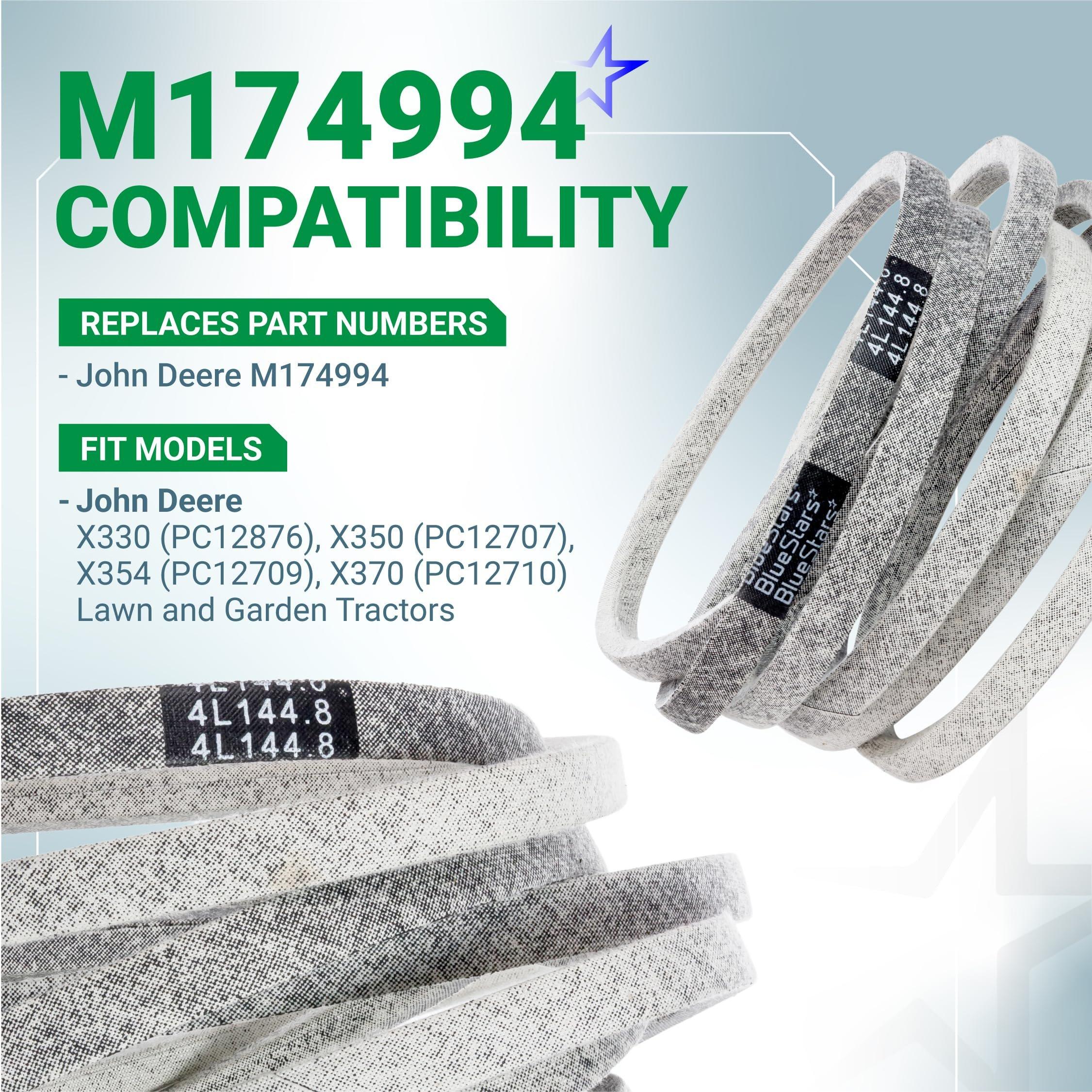 [Lifetime Warranty] M174994 Mower Deck Belt Replacement - for 42-inch Deck John Deere X330 X350 X354 X370 Lawn Mower | Heavy-Duty Aramid Cord | 1/2" x 144.8" image 2