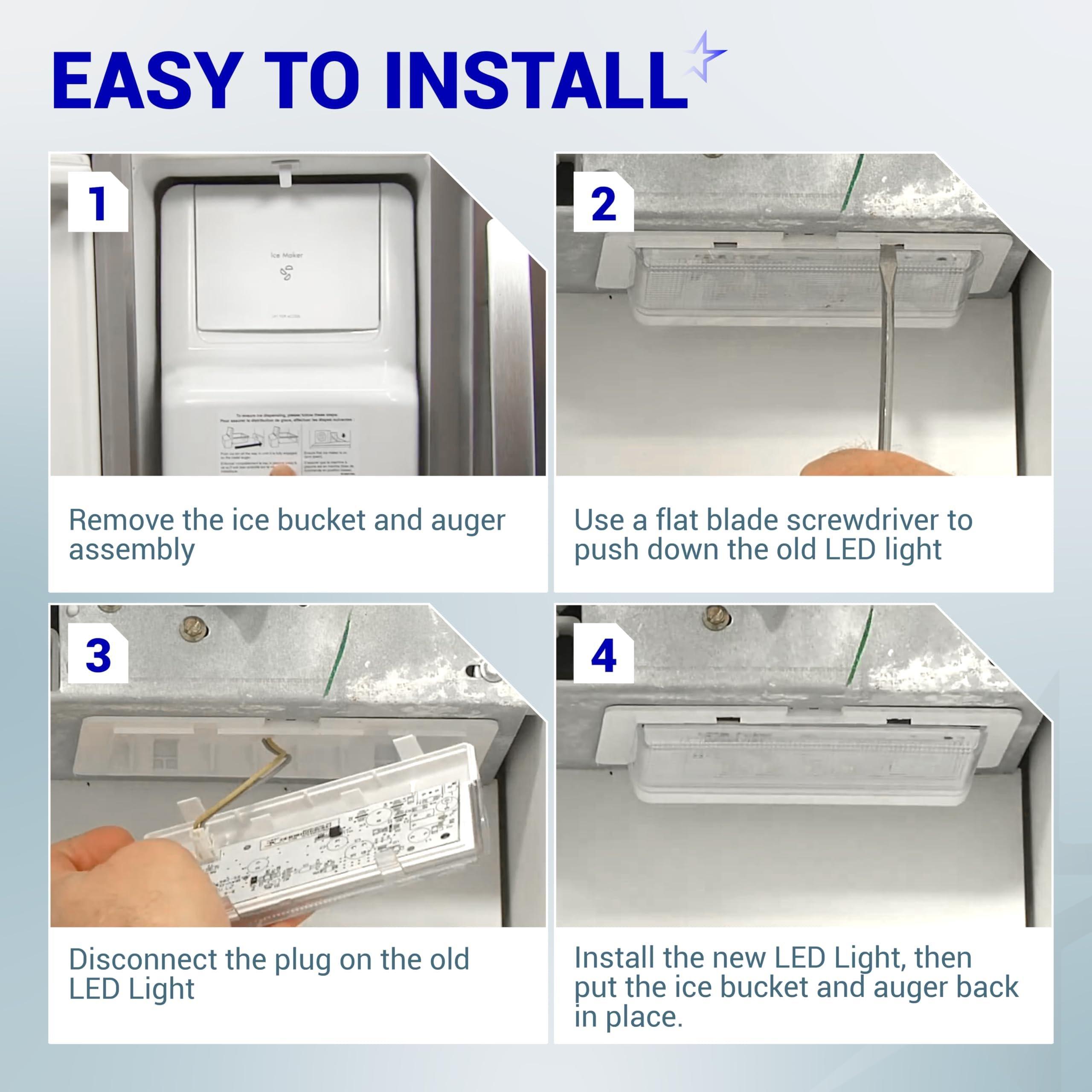 [Lifetime Warranty] 2 PCS W10515057 & 1 PCS W10515058 Refrigerator LED Light - Compatible with Whirlpool WRS322FDAB00 WRS322FDAB01 Kenmore 10651729410 10641129211 Maytag MSB27C2XAM00 MSB27C2XAW00 Refrigerator image 6