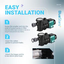 [Lifetime Warranty] 4560 Conversion Adapters Kit - Compatible with Intex Hayward Coleman, Filter Hose Conversion Kit 40mm to 1 1/2 Inch Pool Hose Adapter Fitting, Above Ground Pool Pump Connector - Pack of 4 thumbnail 10