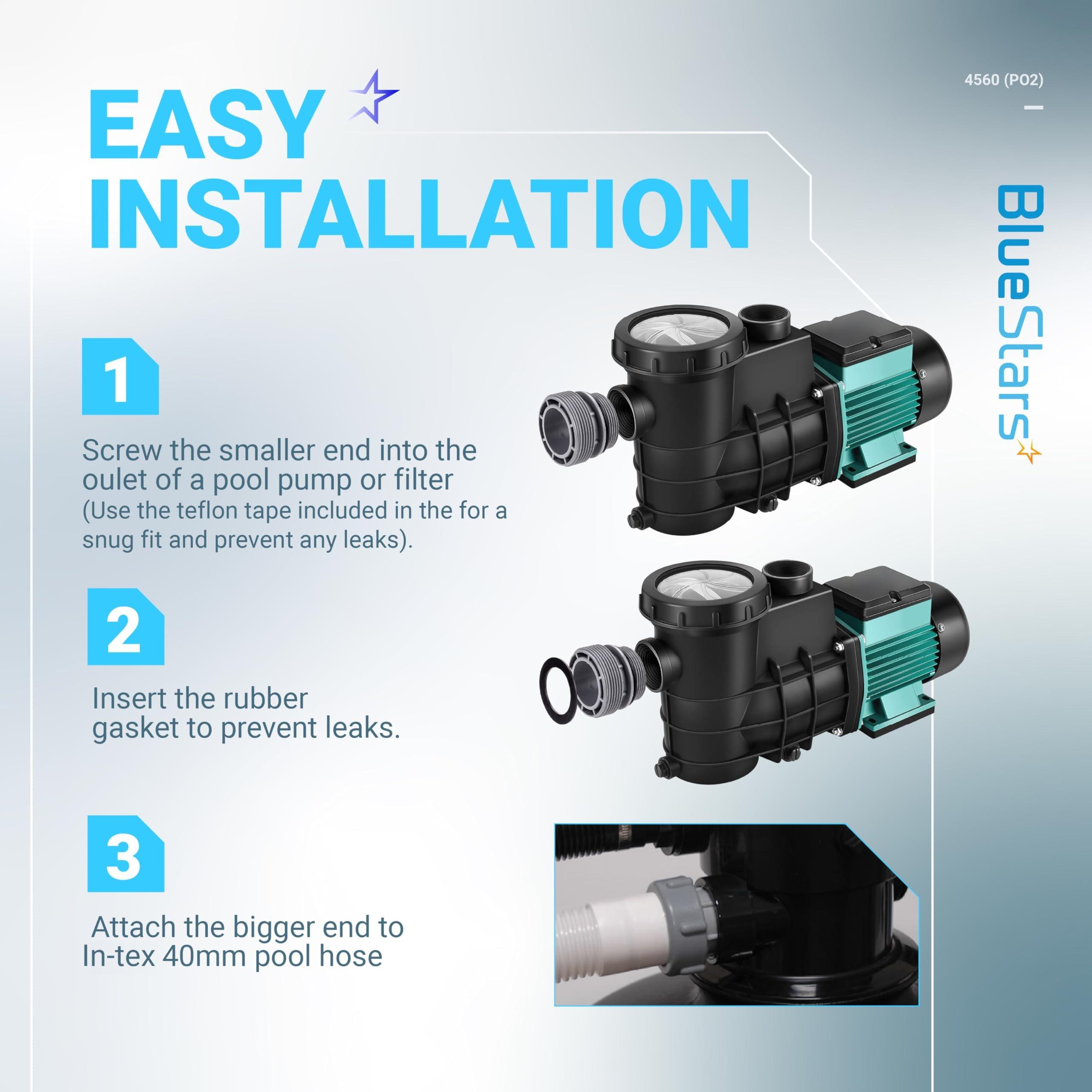 [Lifetime Warranty] 4560 Conversion Adapters Kit - Compatible with Intex Hayward Coleman, Filter Hose Conversion Kit 40mm to 1 1/2 Inch Pool Hose Adapter Fitting, Above Ground Pool Pump Connector - Pack of 4 image 10