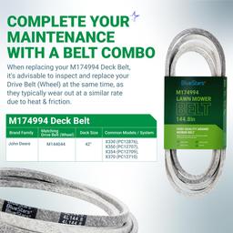 [Lifetime Warranty] M174994 Mower Deck Belt Replacement - for 42-inch Deck John Deere X330 X350 X354 X370 Lawn Mower | Heavy-Duty Aramid Cord | 1/2" x 144.8" thumbnail 4