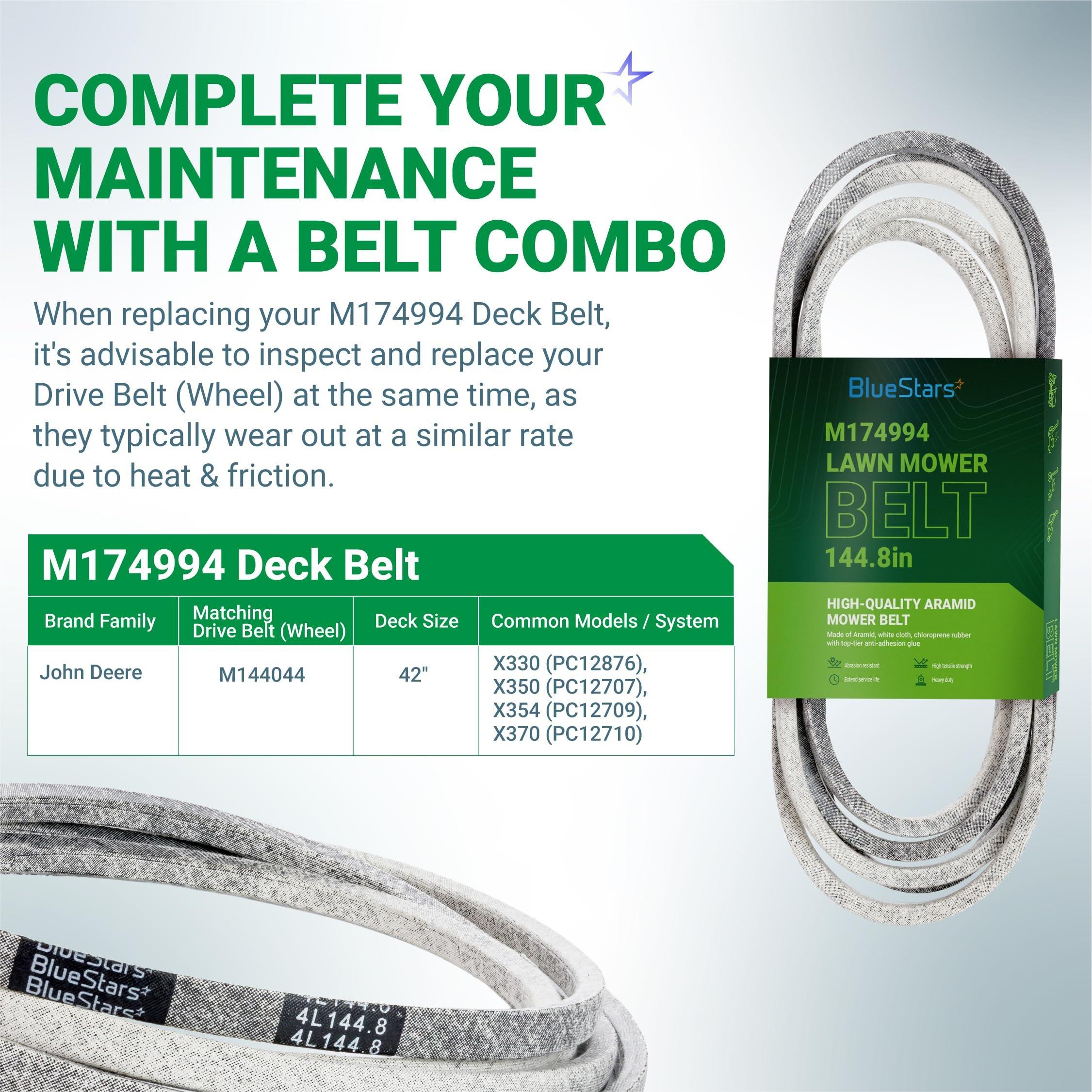 [Lifetime Warranty] M174994 Mower Deck Belt Replacement - for 42-inch Deck John Deere X330 X350 X354 X370 Lawn Mower | Heavy-Duty Aramid Cord | 1/2" x 144.8" image 4