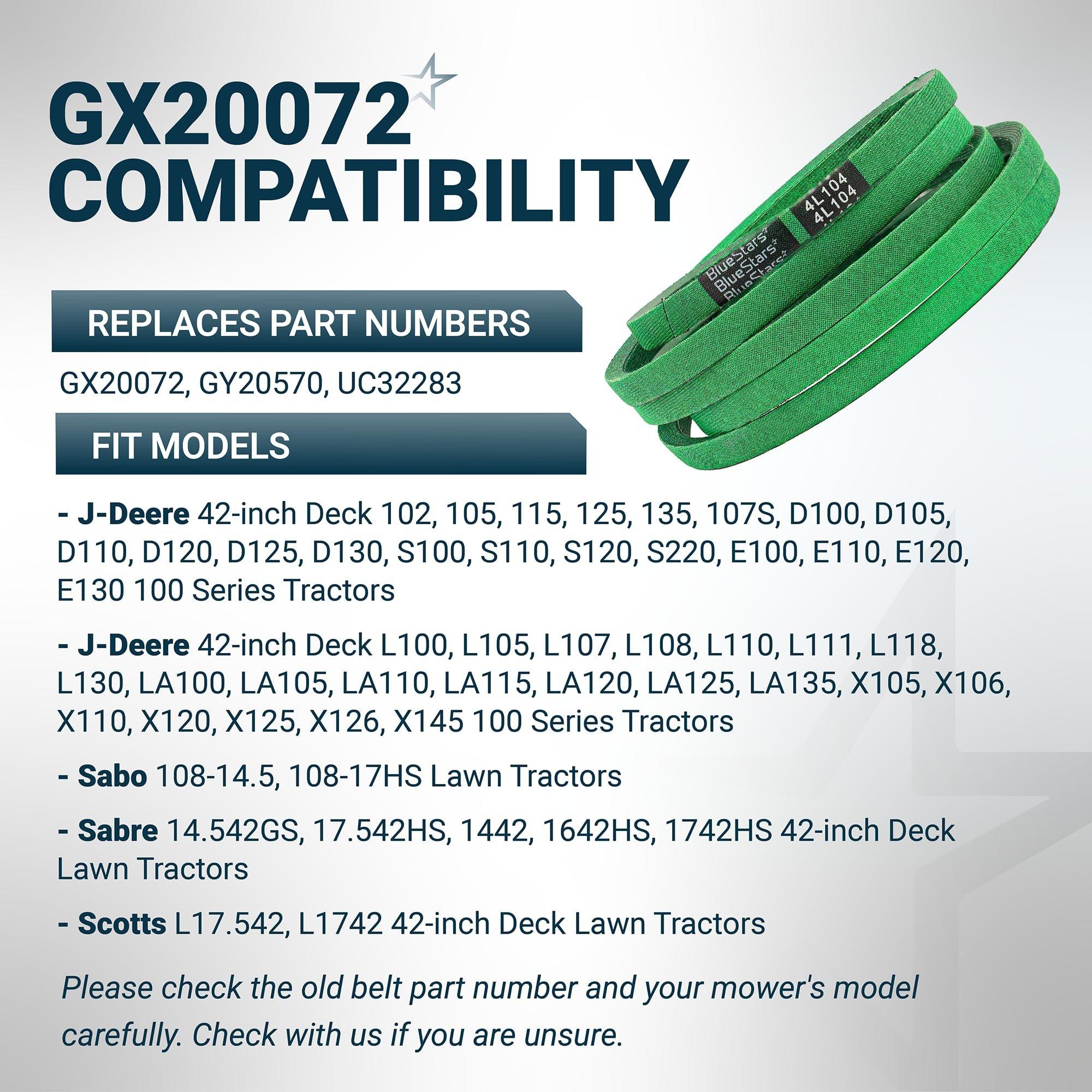 [Lifetime Warranty] [Upgraded Grip120] GX20072 Deck Belt Replacement for 42 Inch Deck John Deere D105 E100 LA105 LA110 LA120 GY20570 Belt | 1/2“ x 104” image 5
