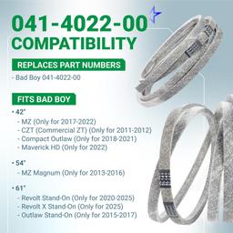 [Lifetime Warranty] 041-4022-00 Deck Belt - for Bad Boy Mowers Compatible with 42-inch CZT, MZ Series, Maverick HD, 54-inch MZ Magnum, 61-inch Outlaw | 5/8” x 141” thumbnail 2