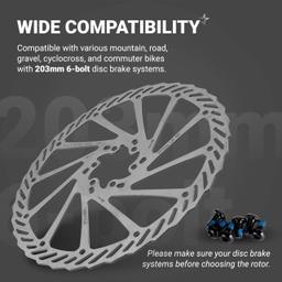 [Lifetime Warranty] 203mm Disc Brake Rotor Stainless Steel Bike Disc Brake Rotor with 6 Bolts - Fit for Road Bike Mountain Bike MTB BMX thumbnail 6