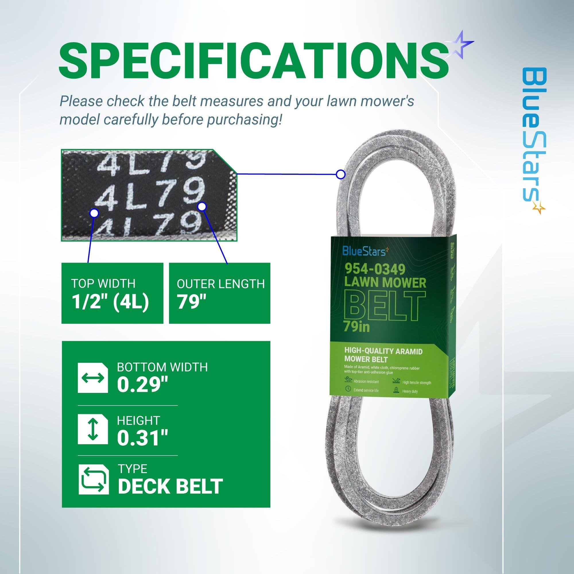 [Lifetime Warranty] 954-0349 Deck Belt - for 46-inch Cub Cadet 1180 1212 1800 Troy-Bilt Super Bronco 14AB809H063 MTD Toro LX460 - Replaces 754-0349 112-0317 Lawn Mower | 1/2” x 79” image 1