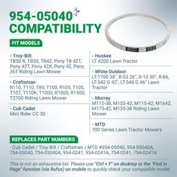 [Lifetime Warranty] 954-05040 Upper Drive Belt Replaces 754-05040, 954-0241, 954-0241A, 754-0241, 754-0241A - Fits MTD Troy-Bilt Craftsman Cub Cadet Lawn Tractor & Riding Mower | 5/8" x 35-1/4" thumbnail 2